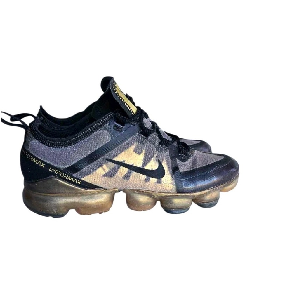 Nike Air VaporMax Athletic‎ Shoes Size 7 Youth Black Gold 270 Bubble AJ2616 004